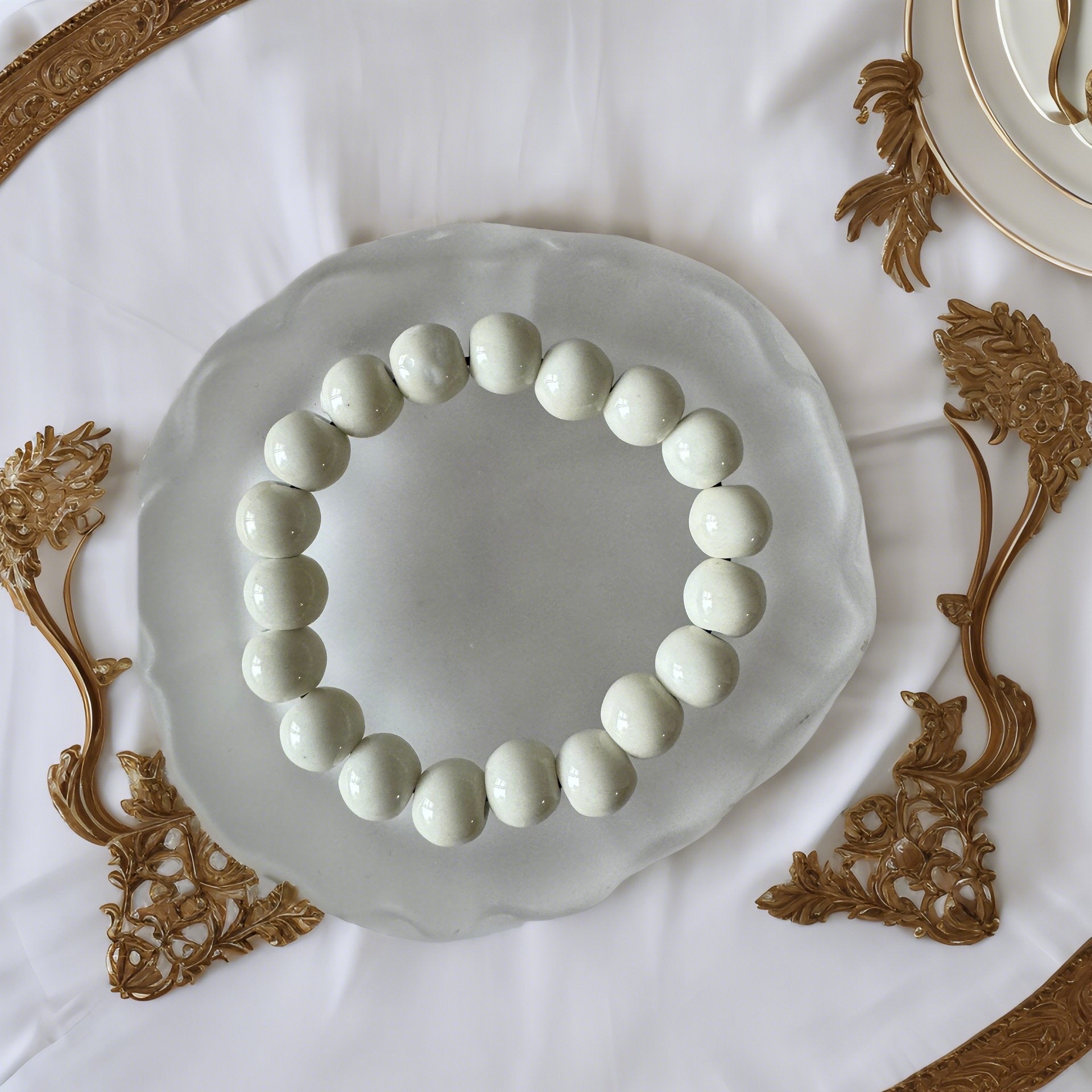 Ceramic Whiteware Bracelet, Pure Healing Energy, New Chinese Style