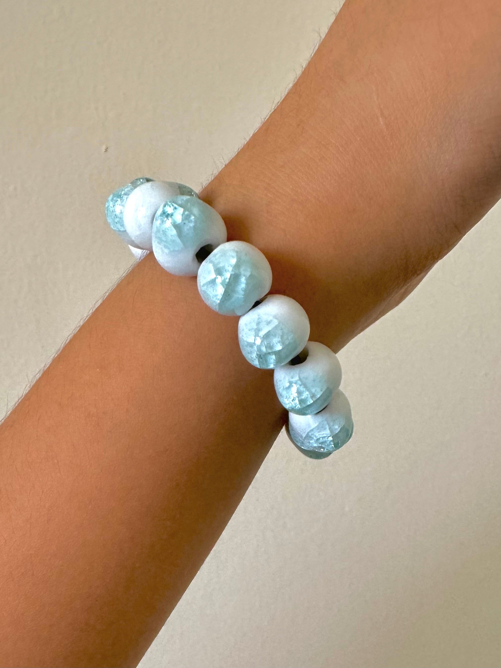 Blue Crackle Glaze Ceramic Bracelet, New Chinese style ceramic jewlry