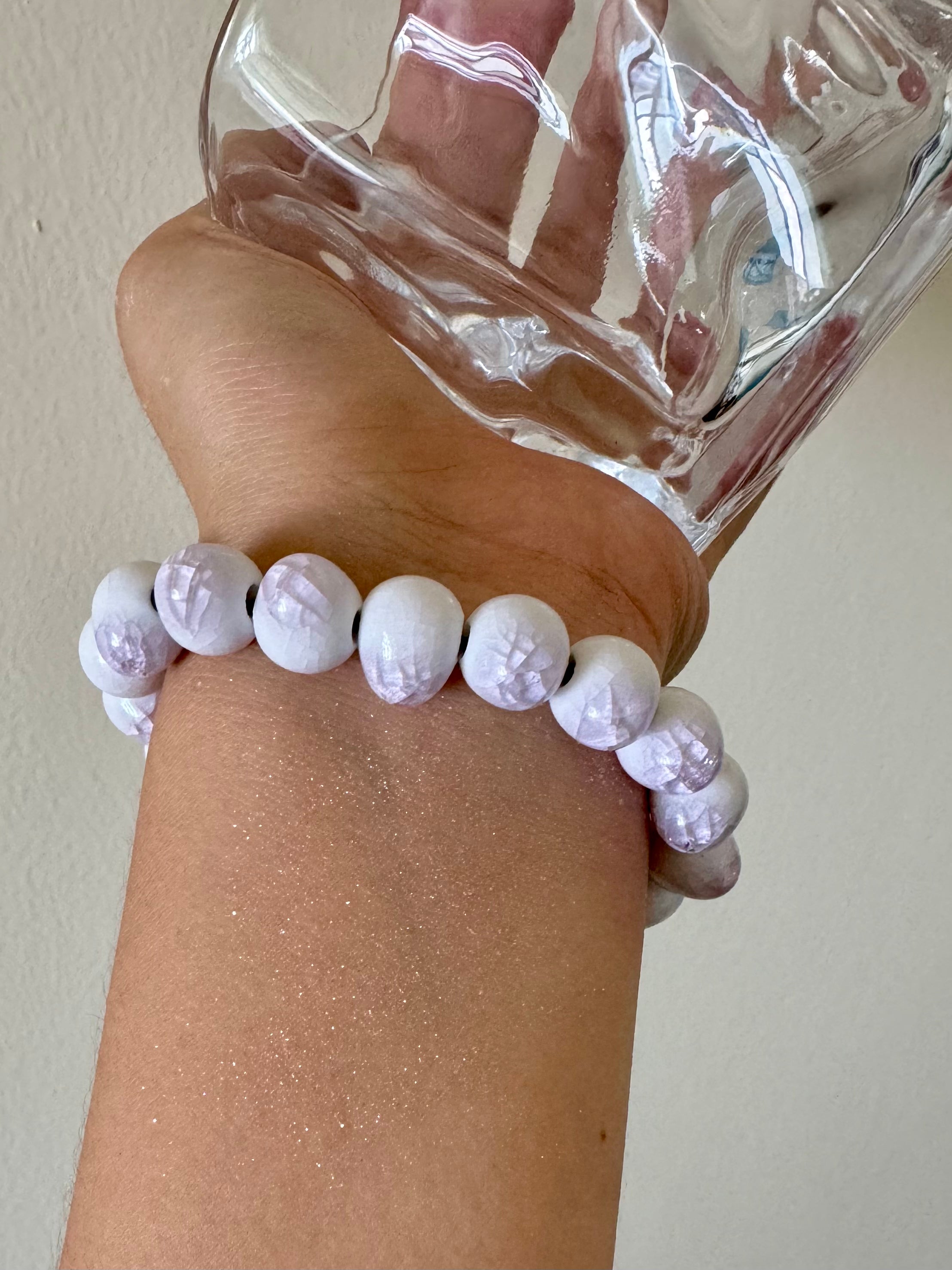 Pink Crackle Glaze Ceramic Bracelet, New Chinese style ceramic jewlry.